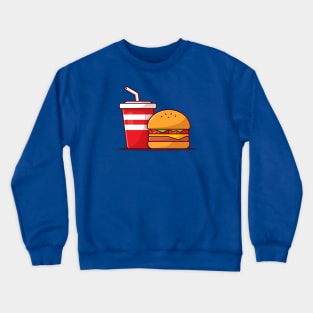 Burger And Soda Cartoon Vector Icon Illustration (7) Crewneck Sweatshirt